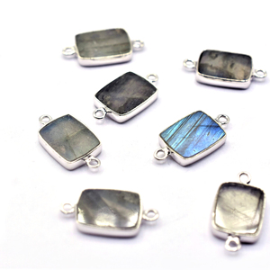 Conector Rectangular de Labradorita con Bisel Plateado, Chapado en Plata, para Fabricación de Joyería Artesanal - Product Image 3