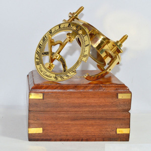 Nautical Antique <b>Compass</b> Sundial with Brass and Wooden Case Fashionable Stylish Antique Theme Angel Gravure Printing Gift - Product Image 2