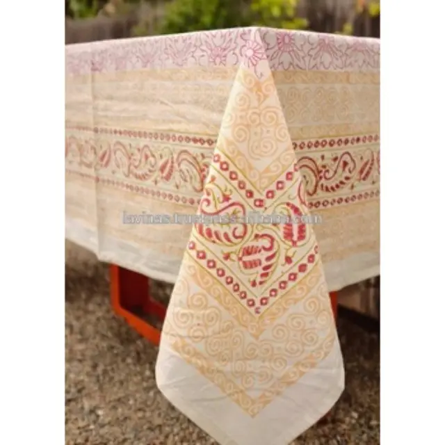 Tabela de algodão indiano, pano de mesa artesanal de linho