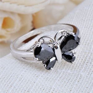 Bague de fiançailles en or blanc avec diamant noir naturel de 2,60 carats, coupe poire, bague papillon en diamant, bague en diamant véritable pour mariage - Product Image 4