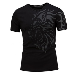 Camiseta Informal Elegante de Manga Corta con Cuello Redondo, Transpirable y Ecológica para Hombre, con Estampado, de Poliéster/Algodón, para Hacer Ejercicio, Color Negro - Product Image 3