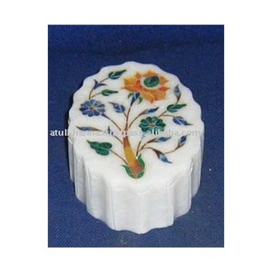 Caja de incrustación de mármol blanco - Product Image 1
