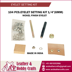 104 Pcs Eyelet Setting Kit 6mm Grommet <b>Tool</b> Set <b>Leather</b> Craft Hole Punch Kit | Nickel Finish OEM Private Label Bulk Supply India - Product Image 1