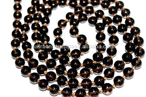 Vente en gros bijoux de mode Vintage fait à la main noué chapelet fumé Quartz pierre précieuse 108 perles Mala collier - Product Image 3