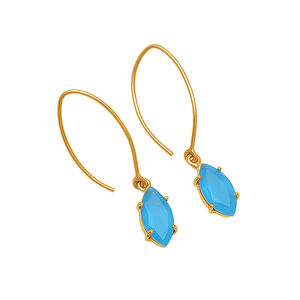 พลอยหินควาคาลซิโดนีแบบง่าม925เครื่องประดับเงินสเตอร์ลิงต่างหูชุบทองต่างหูทันสมัยสำหรับงานแต่งงาน - Product Image 1