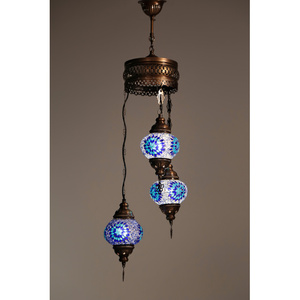 แบบดั้งเดิมตุรกีโคมระย้าแก้วโมเสคที่มี3ชิ้นไม่มี2เฉดสี - Product Image 2