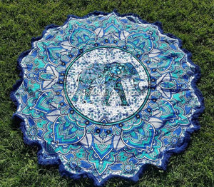 DIOS Printed Large Star Shaped Elephants Mandala Roundie Tapestry Beach Blanket <b>Yoga</b> and Meditation <b>Mat</b> for Festivals - Product Image 2