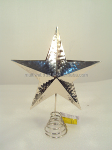 Metal Silver Glitter <b>Christmas</b> <b>Tree</b> Topper for Home Living Room <b>Table</b> Top Decorative Item - Product Image 3