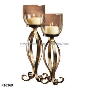 Bougeoirs en verre en métal avec cadre en métal - Product Image 5