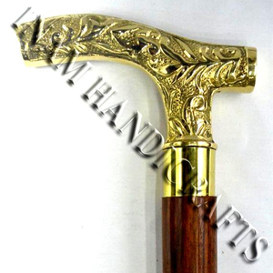 Bastones de madera con mango de latón para caminar para ancianos, bastones para caminar de madera con mango de latón - Product Image 1