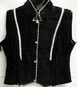 Chaleco de cuero trenzado con flecos, estilo occidental, indio, Vintage - Product Image 2