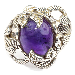 Anillo de plata de primera ley con forma de hoja Ovalada para mujer, sortija, plata esterlina 925, amatista, aspecto perfecto, 925 - Product Image 2