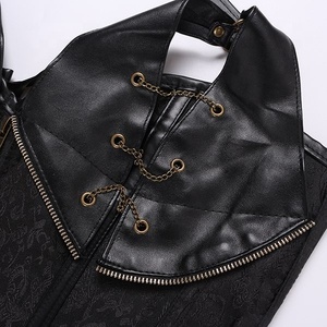 Sexy Black Gothic Buckle Faux Leather <b>Corset</b> - Product Image 2