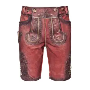 Pantaloni da uomo in pelle scamosciata pantaloni carpentieri pelle scamosciata di capra (indumenti Lederhosen)