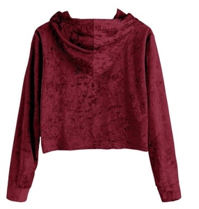 Shemax 2023 Top Qualité Vente Chaude Personnalisé En Gros Femmes Velours Cordon À Manches Longues À Capuche Crop - Product Image 4