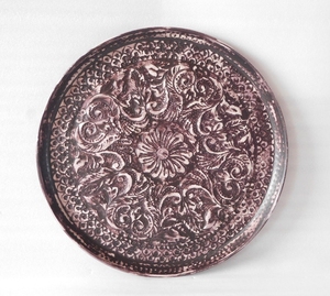 Filigrane plateau de chargement rond en métal cuivre, plateau de service de nourriture - Product Image 2