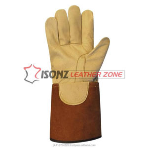 Gants de soudage TIG résistants à la chaleur en cuir véritable avec design à paume unique - Product Image 3