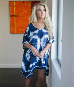 Vestido de pícnic australiano para playa y verano para niña, ropa de rayón Tie-Dye, caftán corto, Poncho - Product Image 1