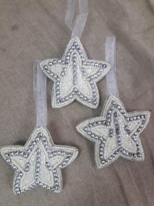 Tissu perlé suspendu étoile ornement suspendu en gros suspendu velours coeur décoration Sublimation arbre ornements de noël - Product Image 3