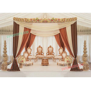 Conjunto de sillas modernas de madera para boda, juego de Mandap de madera para el Real Maharaja - Product Image 1
