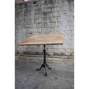 Table à manger industrielle moderne vintage en métal noir rouillé en manguier massif carré pour la maison salon cuisine salle de bain - Product Image 1