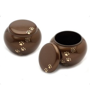 Urne pour animaux de compagnie en laiton, métal, couleur marron, 4X4X4.7 pouces, capacité de stockage de cendres, urne de crémation cubique de 90 - Product Image 1