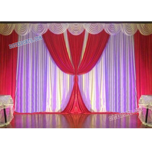 Beautiful Wedding Pleeted Backdrop White & Red Backdrop <b>Curtains</b> Pleated <b>Swags</b> for Wedding Ceremony - Product Image 1
