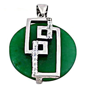 Vente en gros de pendentifs en argent sterling fin breloques en aventurine verte chaude pendentif en CZ design rectangulaire cadeau personnalisable sans nickel - Product Image 1