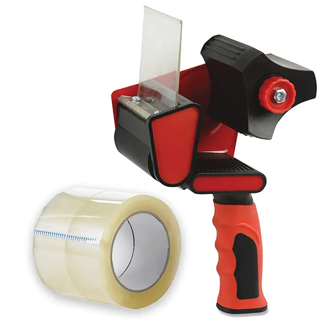 Dispensador de cinta de embalaje con mango de goma ABS, personalizado, resistente, 2 pulgadas, con caja de color