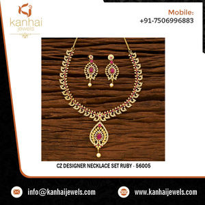 Ensembles de colliers Cz en diamant américain artificiel plaqué or pour femmes, bijoux à la mode en inde 56005 - Product Image 2