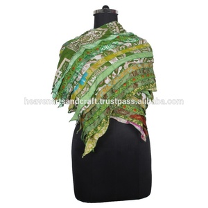 Vintage 100% soie Sari ethnique inde motif formel Wrap écharpes Sari patchs écharpe réversible coloré rayé écharpe Vintage - Product Image 2