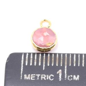 Pendentif plaquée or en opale rose 8 à 10 MM, nouvelle collection, pendentif avec médaillon de forme ronde en or - Product Image 3