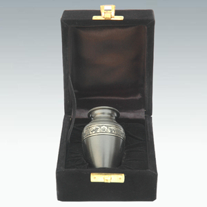 Mini urne de crémation en métal de conception fantaisie urnes funéraires de couleur grise adaptées au cimetière funéraire funéraire souvenir cendres urnes - Product Image 6