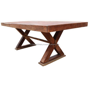 Table à manger en bois massif Style Vintage, deux étages, Table à manger rustique, en bois - Product Image 3