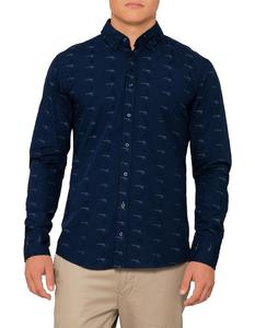 2021เสื้อเชิ้ตแขนยาวสำหรับผู้ชาย, เสื้อเชิ้ตทำงานผ้าฝ้าย100% ระบายอากาศเข้ารูปพิมพ์ลายแขนยาวลำลอง - Product Image 1