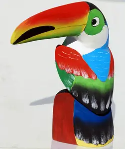 Color Toucans Carved of Balsa Wood Tropical Bird Carvings Homemade Decor, Art and Crafts of Ecuador