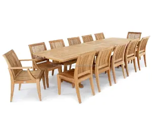 เก้าอี้รับประทานอาหารไม้สักสี่เหลี่ยมยืดได้และโต๊ะกลางแจ้งลานสวนชุดเฟอร์นิเจอร์