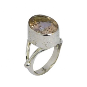 Anillo de Plata de Ley 925 hecho a mano Eternity Vermeil, ajuste de bisel de piedras preciosas de ametrino genuino de buena calidad para fiesta de boda para - Product Image 1