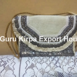 Indian Bohemian Style Designer Handmade Women's Messenger <b>Bag</b> Small Coin Pouch with Beaded Clutch for <b>Evening</b> Shopping Wholesale - Product Image 3