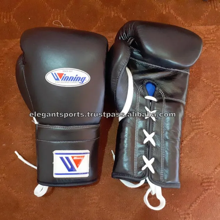 Gants de boxe gagnants noirs 10oz 12oz 14oz ou 16oz n'importe quelle couleur