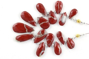 Collar con forma de pera facetada de jaspe rojo Natural de 15 piezas de alta calidad para mujer, cadena de hilo hecha a mano, regalo bonito para venta al por mayor - Product Image 5