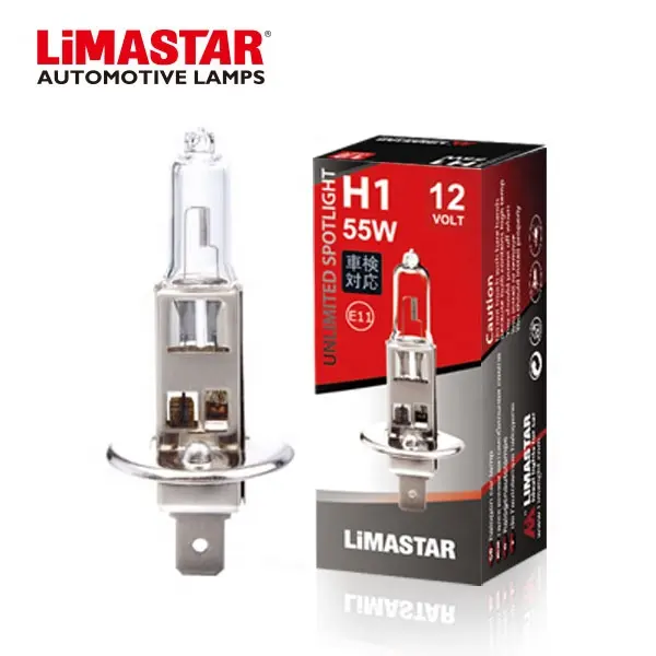 Limastar Clear Light Car Bulb12V 55W H1Halogen หลอดไฟสำหรับอุปกรณ์ตกแต่งรถยนต์