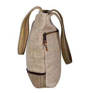 Bolso de Hombro de Cáñamo Estilo Vintage para Mujer, Diseño Ecológico y Portátil con Patrón de Hilo, Cierre de Cremallera, Moderno para Primavera, Verano, Otoño e Invierno - Product Image 3
