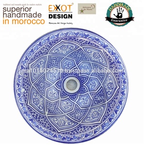 EXXOT DESIGN Lavabo de Cerámica Marroquí 100% Hecho a Mano y Pintado a Mano, 12L, Fabricante Directo, Montaje de Grifo de un Solo Orificio - Product Image 6