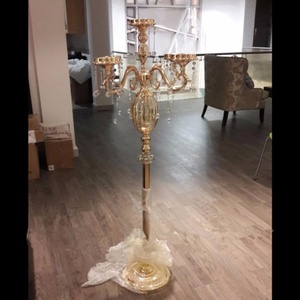Floor Standing Wedding <b>Candelabra</b> 120cm Tall <b>Gold</b> Metal 9 Heads - Product Image 1
