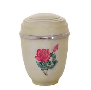 Urne funéraire européenne en métal pour cendres, doublure ivoire, décorative, pour adulte, doublure ivoire, urne pour adulte - Product Image 1