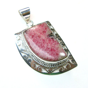 Pendentif en argent Sterling 925, bijoux en pierre naturelle, Rhodonite, vente en gros - Product Image 2