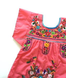 Qualité supérieure vente chaude Look mexicain broderie à la main respirant robe en coton naturel à la mode petite princesse bébé fille tunique - Product Image 2