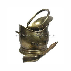 Cubo de carbón plateado Chimenea Scuttle Cubo de carbón antiguo Cubo de carbón de hierro de metal Nueva llegada Mango de madera - Product Image 3