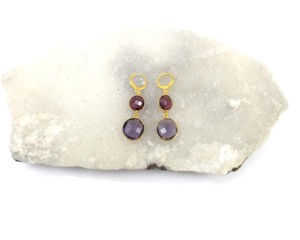 ต่างหูสไตล์โบฮีเมียนชุบทองและเงินควอตซ์อเมทิสต์และห่วงอัญมณีหลากสีธรรมชาติสำหรับเป็นของขวัญ - Product Image 4